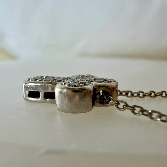 18K Gold Diamond Puffy Cross Necklace | Brilliant Pavé Pendant on 16" Chain VTG - Picture 9 of 16